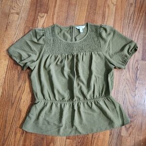 Olive Green Smocked Women's Top